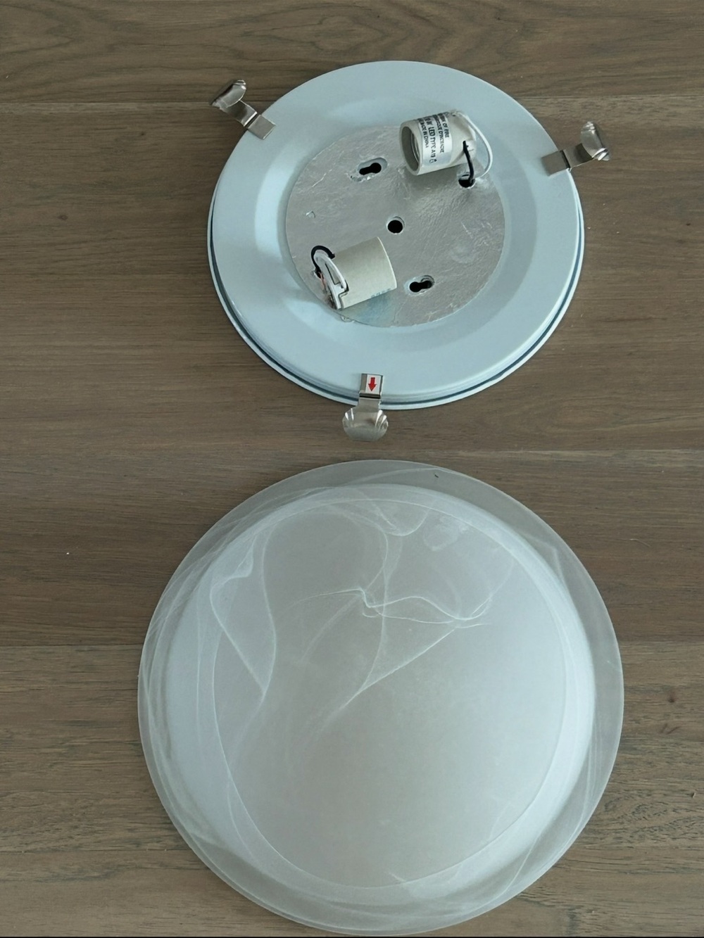 Ceiling Dome Flush Mount Light in Frosted White with Brushed Nickel Clips